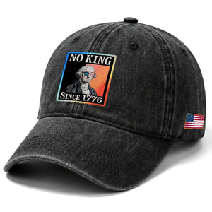 George Washington No Kings Since 1776 Washed Cotton Baseball Cap Funny Political Meme Gift TS12 Print Your Wear