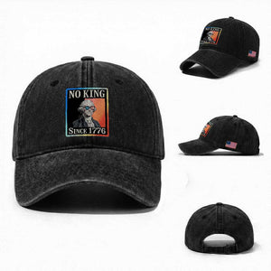 George Washington No Kings Since 1776 Washed Cotton Baseball Cap Funny Political Meme Gift TS12 Washed Cap Universal Fit Black Print Your Wear
