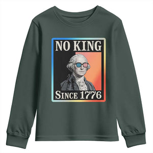 George Washington No Kings Since 1776 Youth Sweatshirt Funny Political Meme Gift TS12 Dark Forest Green Print Your Wear