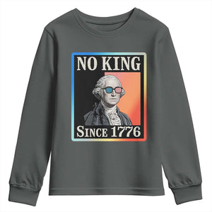 George Washington No Kings Since 1776 Youth Sweatshirt Funny Political Meme Gift TS12 Dark Heather Print Your Wear