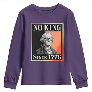 George Washington No Kings Since 1776 Youth Sweatshirt Funny Political Meme Gift TS12 Purple Print Your Wear