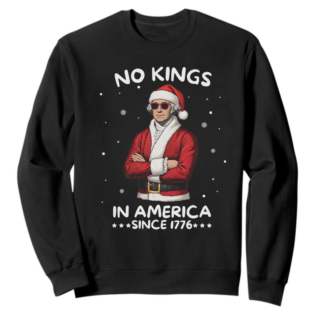 Funny Merry No Kings Since 1776 George Washington Sweatshirt Christmas Gift TS12 Black Print Your Wear
