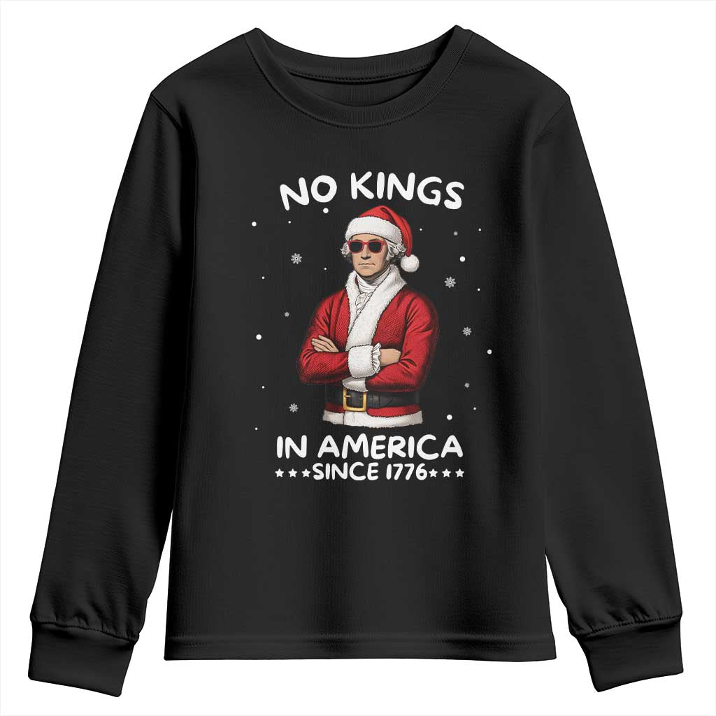 Funny Merry No Kings Since 1776 George Washington Youth Sweatshirt Christmas Gift - Print Your Wear