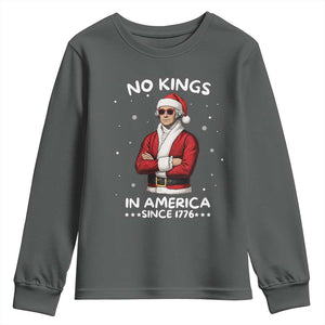 Funny Merry No Kings Since 1776 George Washington Youth Sweatshirt Christmas Gift TS12 Dark Heather Print Your Wear