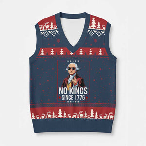 Funny George Washington No Kings 1776 Meme Vintage Gift V-Neck Knit Sweater Vest TS12 Navy Red Print Your Wear