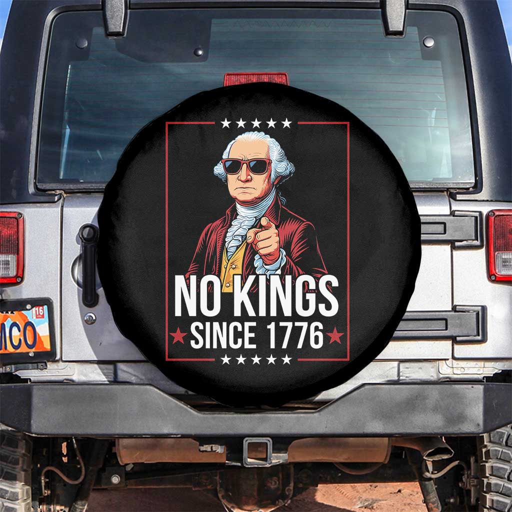 Funny George Washington No Kings 1776 Meme Vintage Gift Spare Tire Cover TS12 No hole Black Print Your Wear