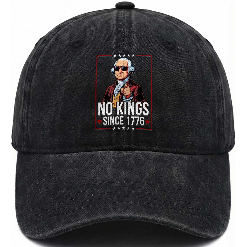 Funny George Washington No Kings 1776 Meme Vintage Gift Washed Cotton Baseball Cap TS12 Print Your Wear