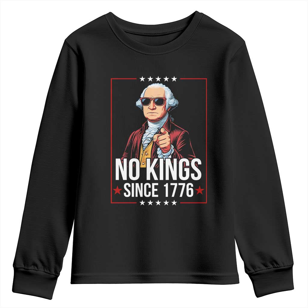 Funny George Washington No Kings 1776 Meme Vintage Gift Youth Sweatshirt TS12 Black Print Your Wear