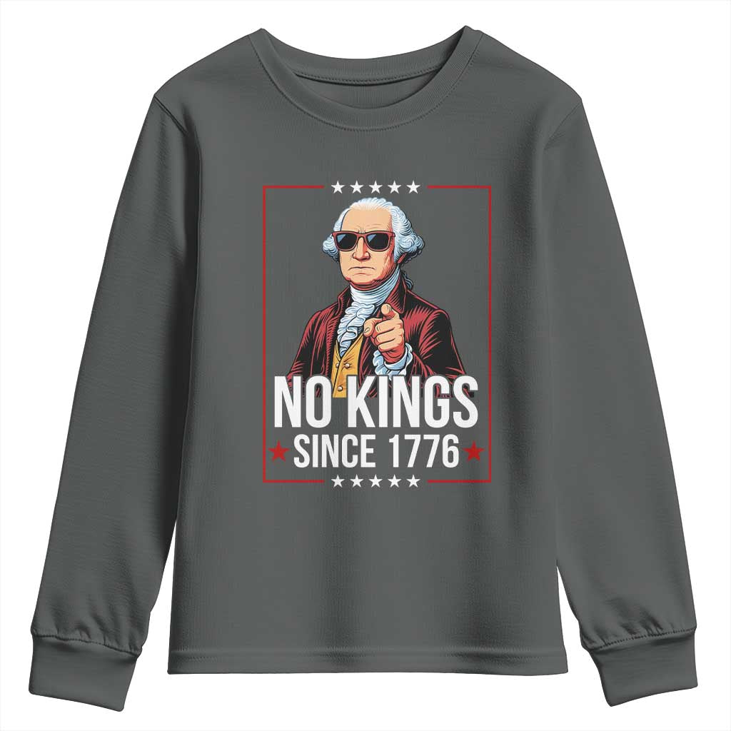 Funny George Washington No Kings 1776 Meme Vintage Gift Youth Sweatshirt TS12 Dark Heather Print Your Wear