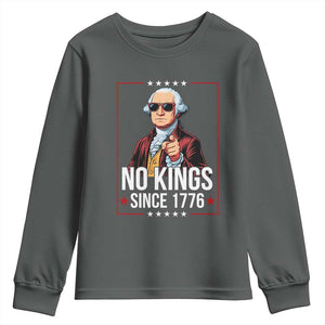 Funny George Washington No Kings 1776 Meme Vintage Gift Youth Sweatshirt TS12 Dark Heather Print Your Wear