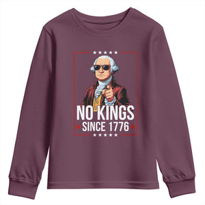 Funny George Washington No Kings 1776 Meme Vintage Gift Youth Sweatshirt TS12 Maroon Print Your Wear