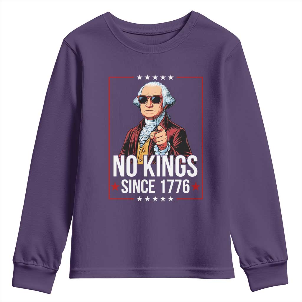 Funny George Washington No Kings 1776 Meme Vintage Gift Youth Sweatshirt TS12 Purple Print Your Wear