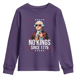 Funny George Washington No Kings 1776 Meme Vintage Gift Youth Sweatshirt TS12 Purple Print Your Wear
