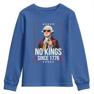 Funny George Washington No Kings 1776 Meme Vintage Gift Youth Sweatshirt TS12 Royal Blue Print Your Wear