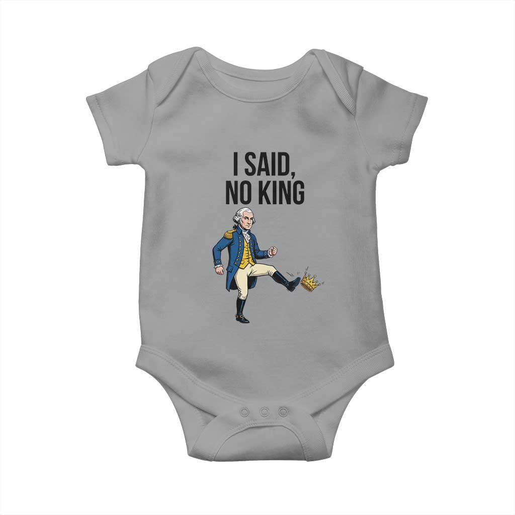 George Washington Kicking Crown Baby Onesie Funny No Kings Meme Gift TS12 Sport Gray Print Your Wear