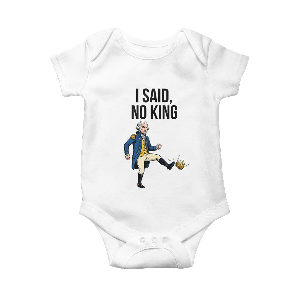 George Washington Kicking Crown Baby Onesie Funny No Kings Meme Gift TS12 White Print Your Wear