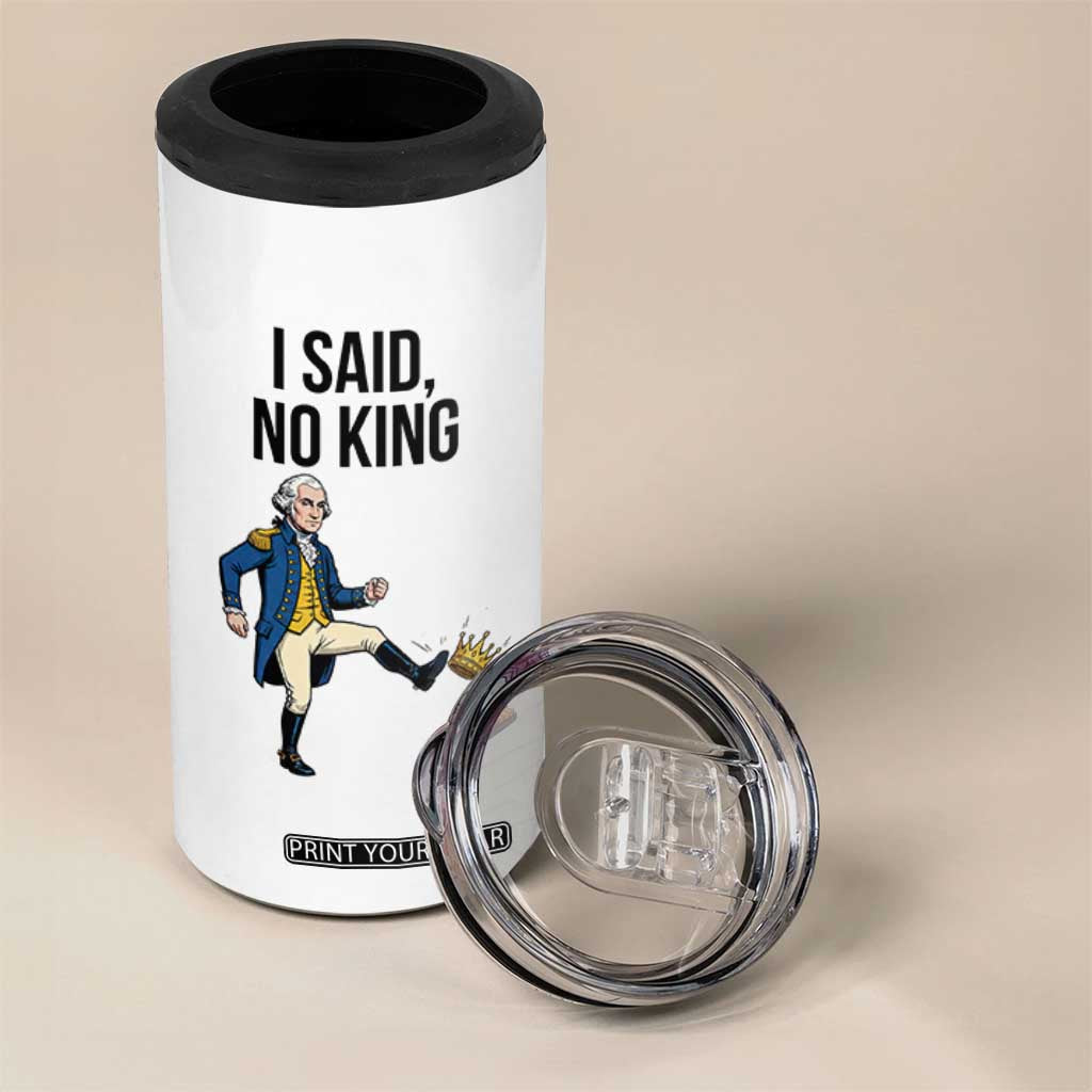 George Washington Kicking Crown 4 in 1 Can Cooler Tumbler Funny No Kings Meme Gift TS12 Print Your Wear