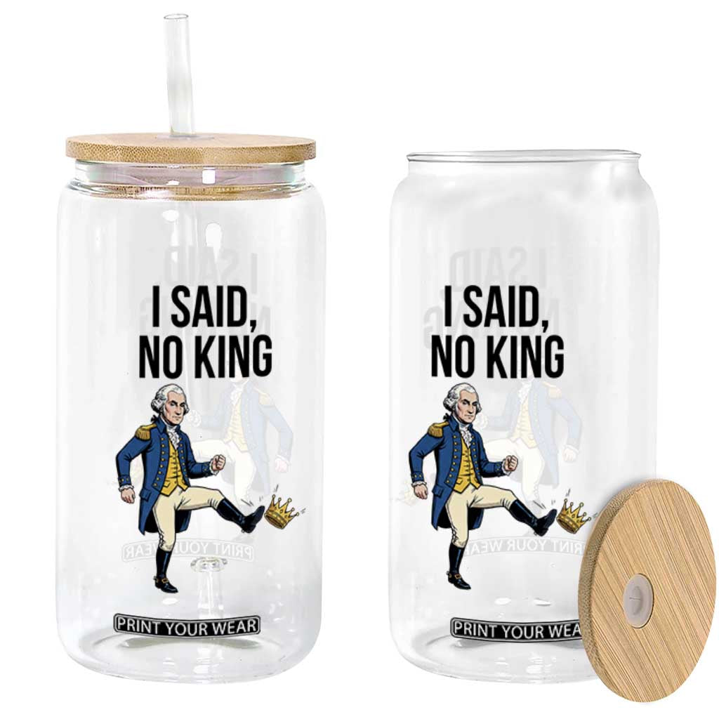 George Washington Kicking Crown Glass Can Funny No Kings Meme Gift TS12 Print Your Wear