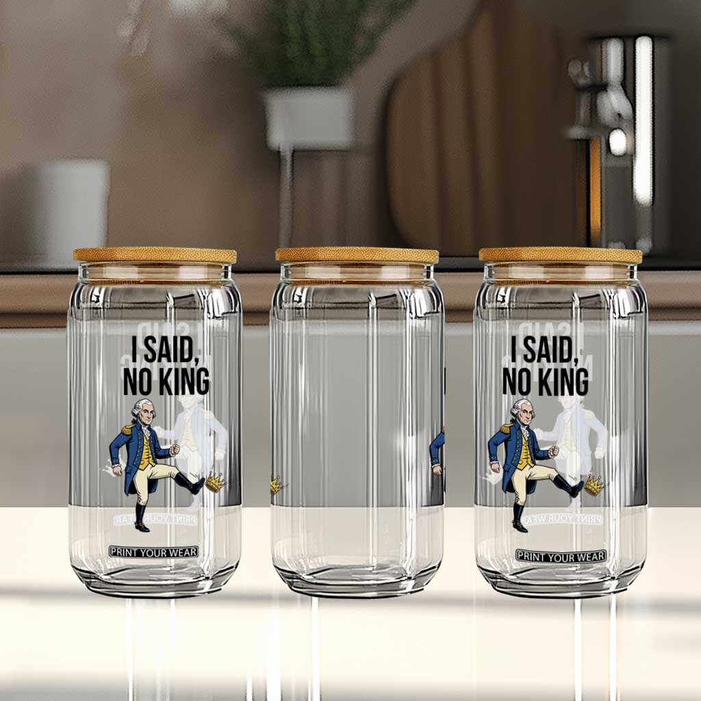 George Washington Kicking Crown Glass Can Funny No Kings Meme Gift TS12 Print Your Wear
