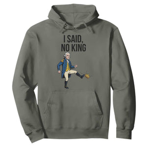 George Washington Kicking Crown Hoodie Funny No Kings Meme Gift TS12 Military Green Print Your Wear