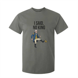 George Washington Kicking Crown T Shirt For Kid Funny No Kings Meme Gift TS12 Military Green Print Your Wear
