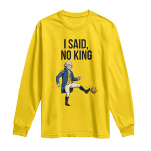 George Washington Kicking Crown Long Sleeve Shirt Funny No Kings Meme Gift - Print Your Wear