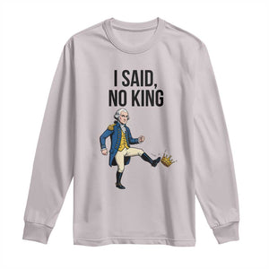 George Washington Kicking Crown Long Sleeve Shirt Funny No Kings Meme Gift - Print Your Wear