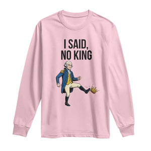 George Washington Kicking Crown Long Sleeve Shirt Funny No Kings Meme Gift - Print Your Wear