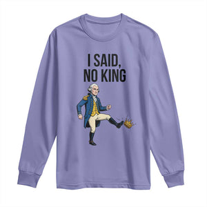 George Washington Kicking Crown Long Sleeve Shirt Funny No Kings Meme Gift - Print Your Wear