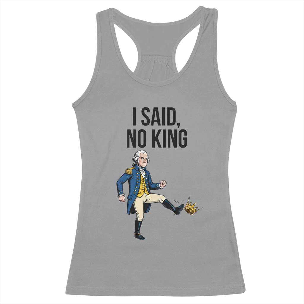 George Washington Kicking Crown Racerback Tank Top Funny No Kings Meme Gift TS12 Sport Gray Print Your Wear