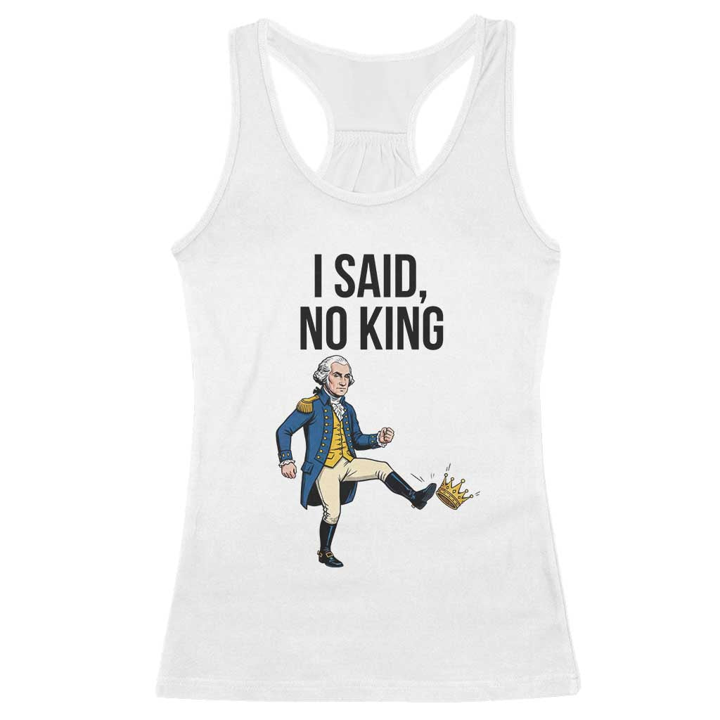 George Washington Kicking Crown Racerback Tank Top Funny No Kings Meme Gift TS12 White Print Your Wear
