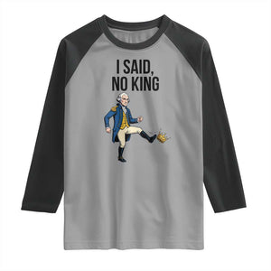 George Washington Kicking Crown Raglan Shirt Funny No Kings Meme Gift TS12 Sport Gray Black Print Your Wear