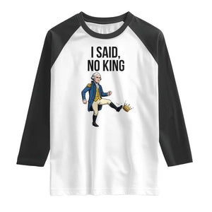 George Washington Kicking Crown Raglan Shirt Funny No Kings Meme Gift - Print Your Wear