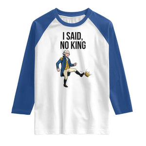 George Washington Kicking Crown Raglan Shirt Funny No Kings Meme Gift - Print Your Wear