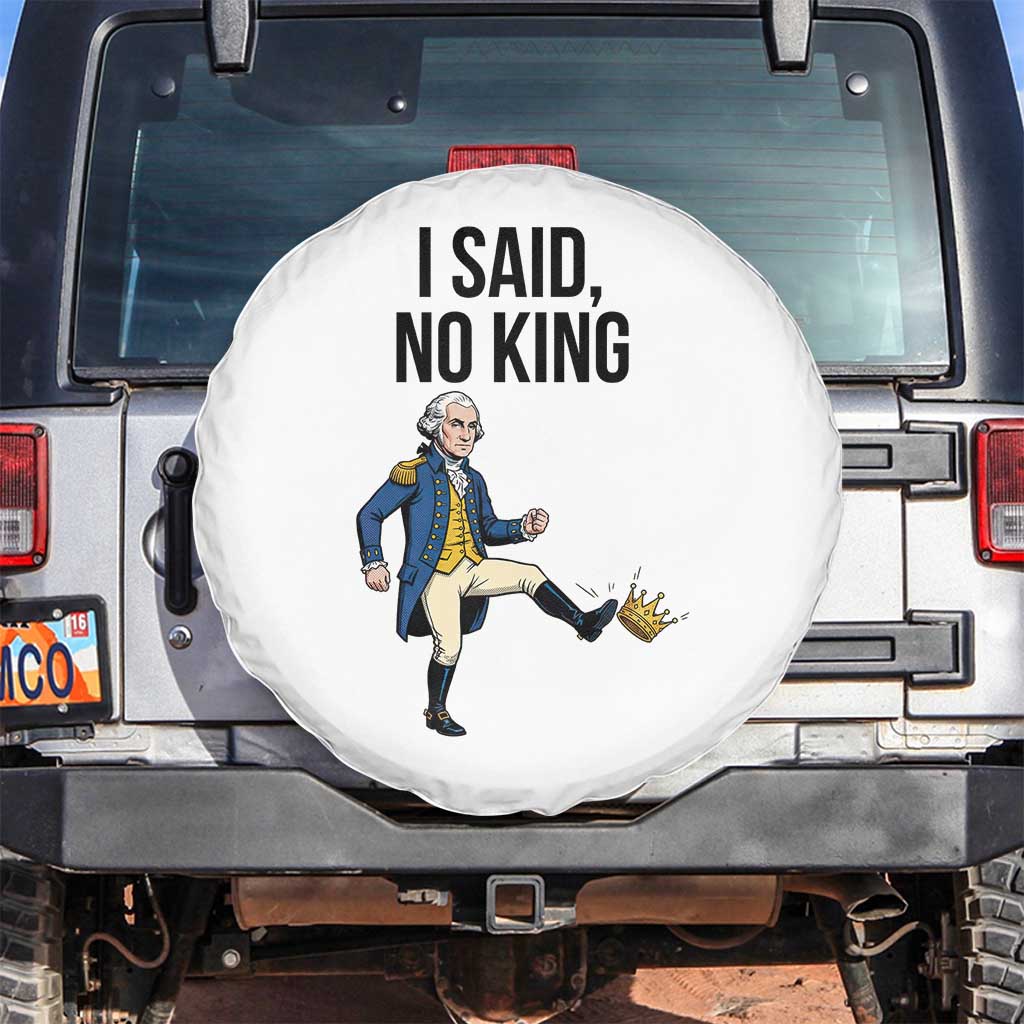 George Washington Kicking Crown Spare Tire Cover Funny No Kings Meme Gift TS12 No hole White Print Your Wear