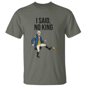 George Washington Kicking Crown T Shirt Funny No Kings Meme Gift TS12 Military Green Print Your Wear
