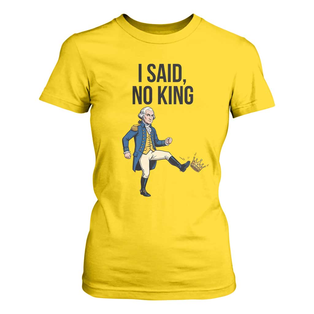 George Washington Kicking Crown T Shirt For Women Funny No Kings Meme Gift TS12 Daisy Print Your Wear