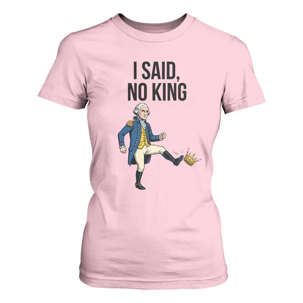 George Washington Kicking Crown T Shirt For Women Funny No Kings Meme Gift TS12 Light Pink Print Your Wear