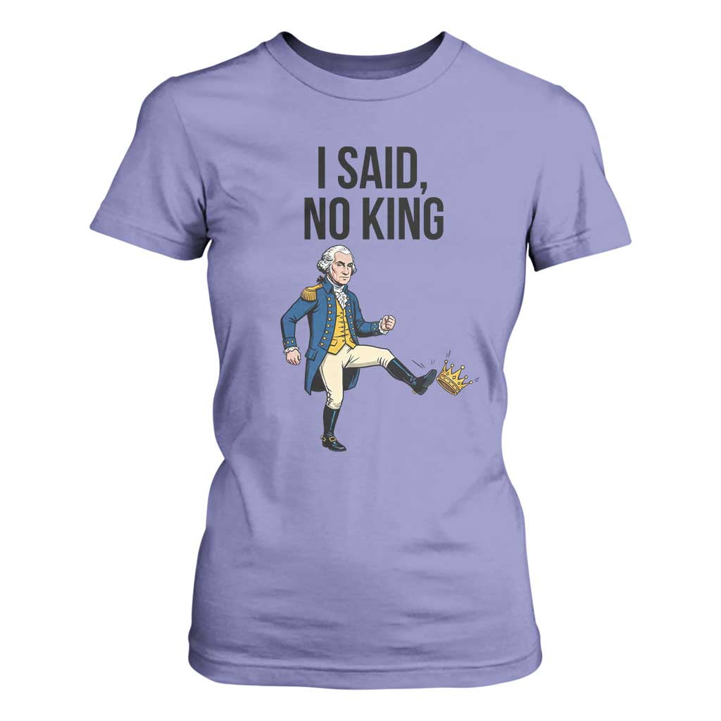 George Washington Kicking Crown T Shirt For Women Funny No Kings Meme Gift TS12 Violet Print Your Wear