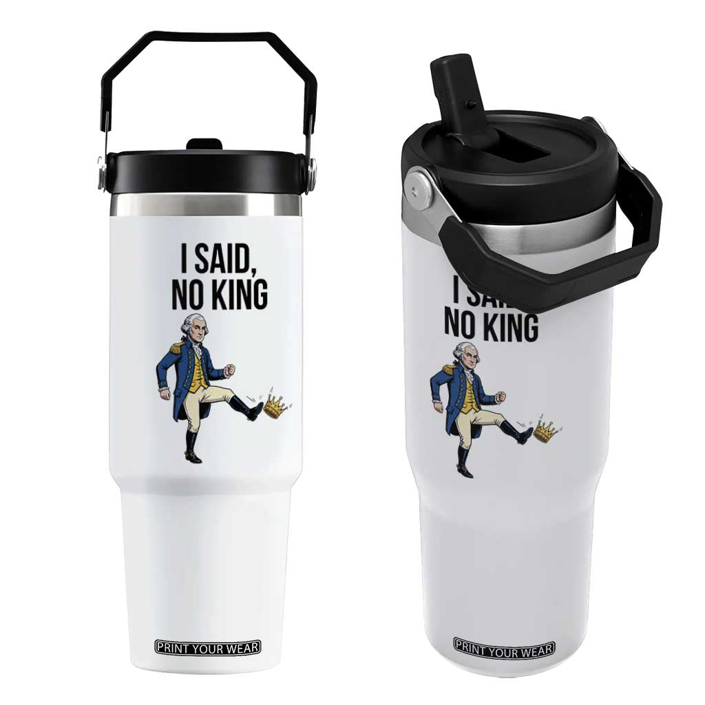 George Washington Kicking Crown Flip Straw Tumbler Funny No Kings Meme Gift TS12 One Size: 30 oz White Print Your Wear