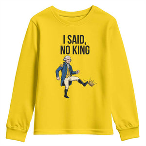George Washington Kicking Crown Youth Sweatshirt Funny No Kings Meme Gift - Print Your Wear