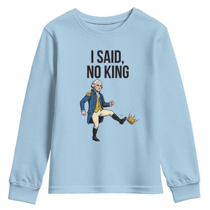 George Washington Kicking Crown Youth Sweatshirt Funny No Kings Meme Gift - Print Your Wear