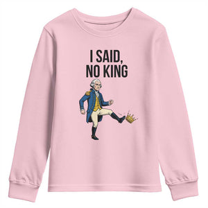 George Washington Kicking Crown Youth Sweatshirt Funny No Kings Meme Gift TS12 Light Pink Print Your Wear