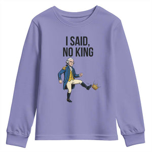 George Washington Kicking Crown Youth Sweatshirt Funny No Kings Meme Gift - Print Your Wear
