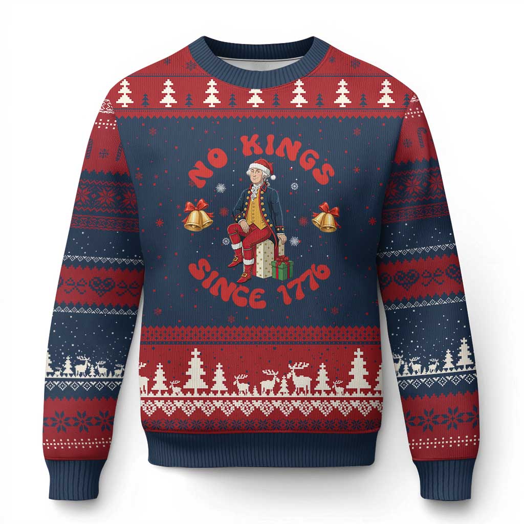 George Washington No Kings Since 1776 Ugly Christmas Sweater Xmas Gift Idea TS12 Navy Red Print Your Wear