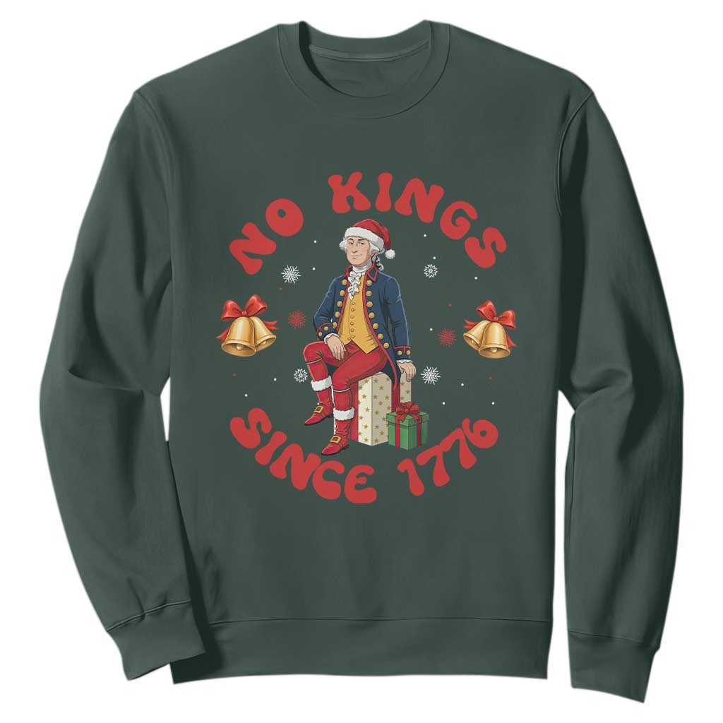 George Washington No Kings Since 1776 Sweatshirt Christmas Gift Idea TS12 Dark Forest Green Print Your Wear