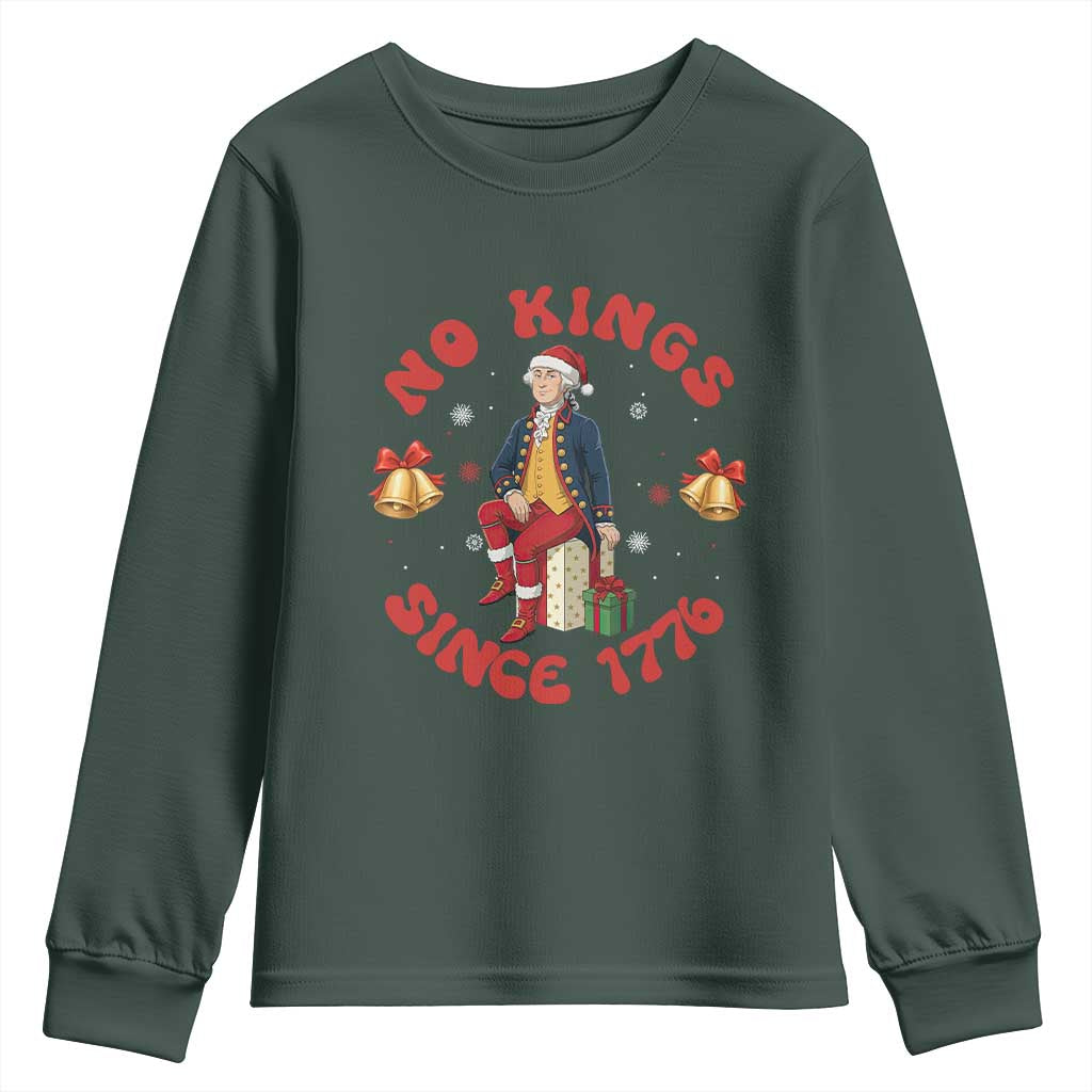George Washington No Kings Since 1776 Youth Sweatshirt Christmas Gift Idea TS12 Dark Forest Green Print Your Wear