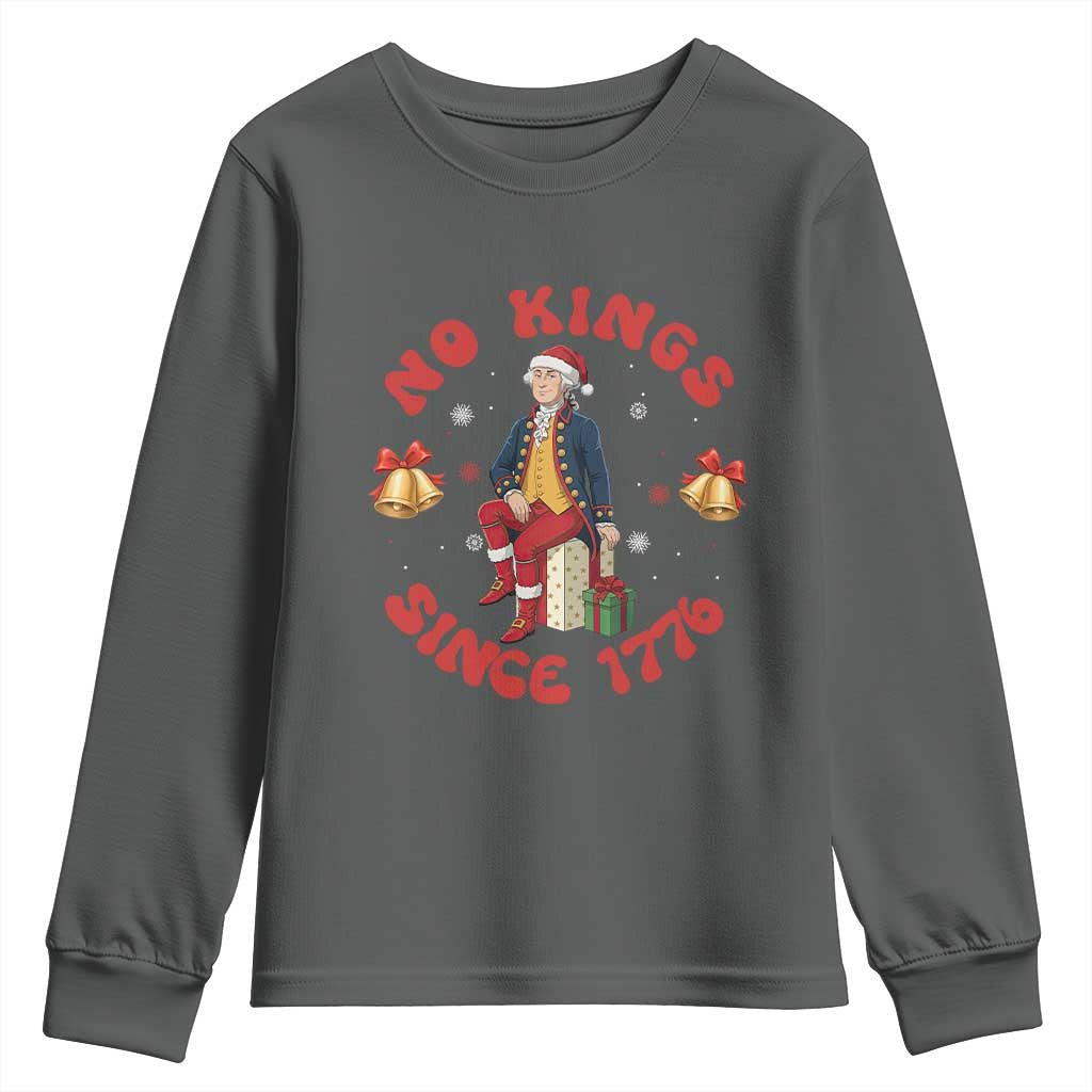 George Washington No Kings Since 1776 Youth Sweatshirt Christmas Gift Idea TS12 Dark Heather Print Your Wear
