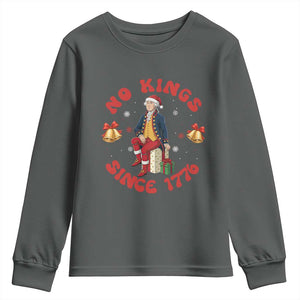 George Washington No Kings Since 1776 Youth Sweatshirt Christmas Gift Idea TS12 Dark Heather Print Your Wear