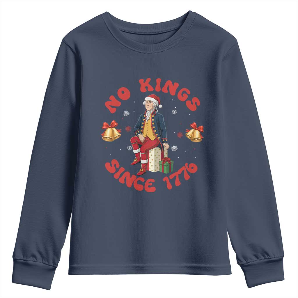 George Washington No Kings Since 1776 Youth Sweatshirt Christmas Gift Idea TS12 Navy Print Your Wear